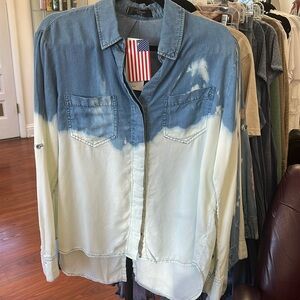 Dip dyed denim looking bottom up shirt